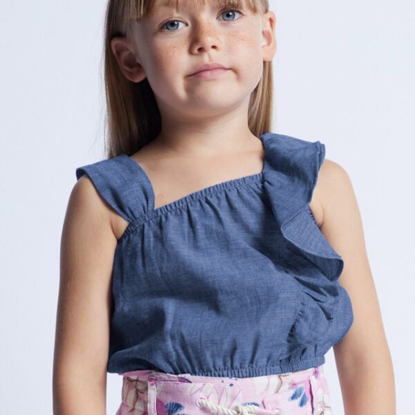 Mayoral Παιδική Πουκαμίσα λινή  για Κορίτσι Μπλε 24-03176-014