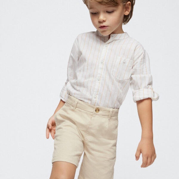 Mayoral Παιδικό Σετ βερμούδα Μπλούζα μακρυμάνικη mao για Αγόρι Μπεζ 24-03281-035