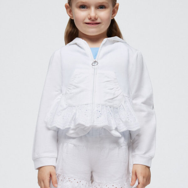 Mayoral Παιδική Ζακετα Βολάν  για Κορίτσι Λευκό 24-03477-093