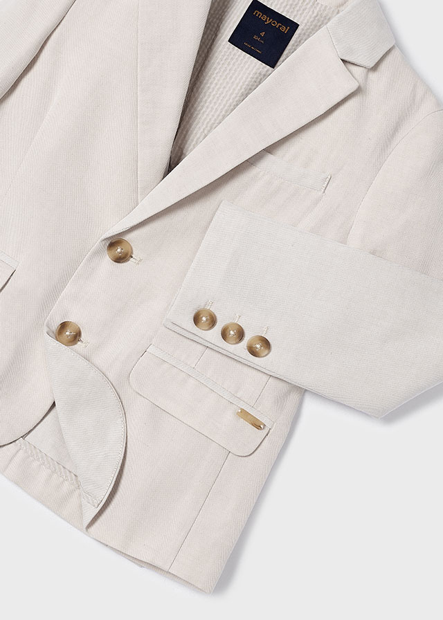 24-03486-076-L-6 Mayoral Παιδικό Σακάκι λινό κουστουμιού για Αγόρι Μπεζ 24-03486-076 - Image 3