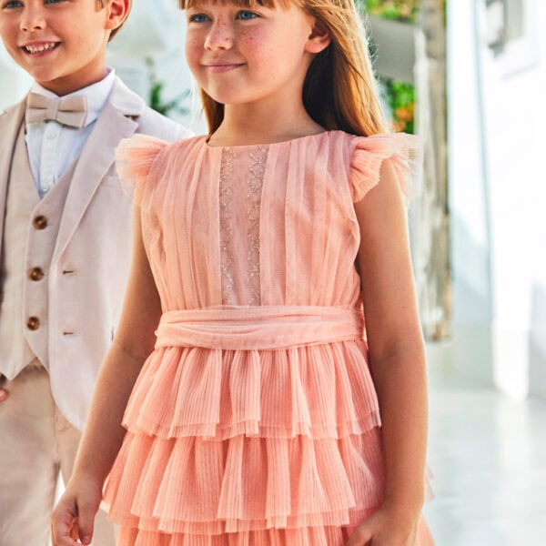 Mayoral Παιδικό Φόρεμα Τούλι πλισέ  για Κορίτσι Ροζ 24-03912-054