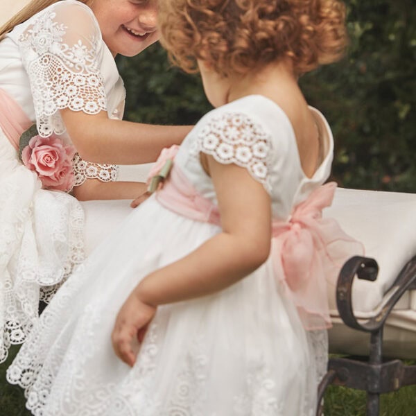 Abel & Lula Παιδικό Φόρεμα Τούλι κέντημα γκιπουρ  για Κορίτσι Κρεμ 24-05011-001