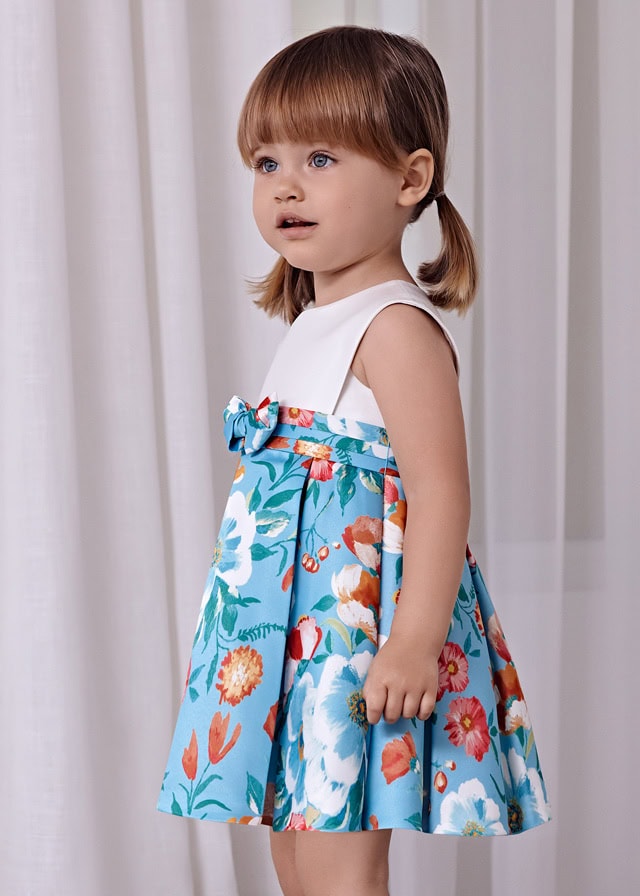 24-05023-006-L-2 Abel & Lula Παιδικό Φόρεμα Σατέν Σταμπωτό για Κορίτσι Μπλε 24-05023-006 - Image 1