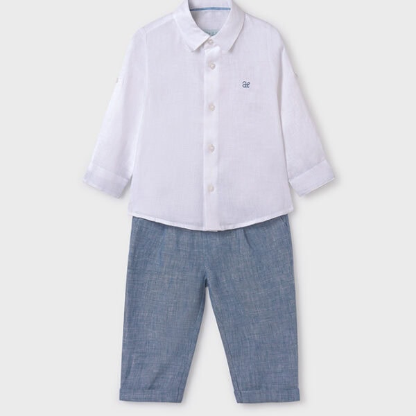 Abel & Lula Παιδικό Σετ πουκάμισο μακρυμάνικο βερμούδα λινή για Αγόρι Μπλε 24-05257-041