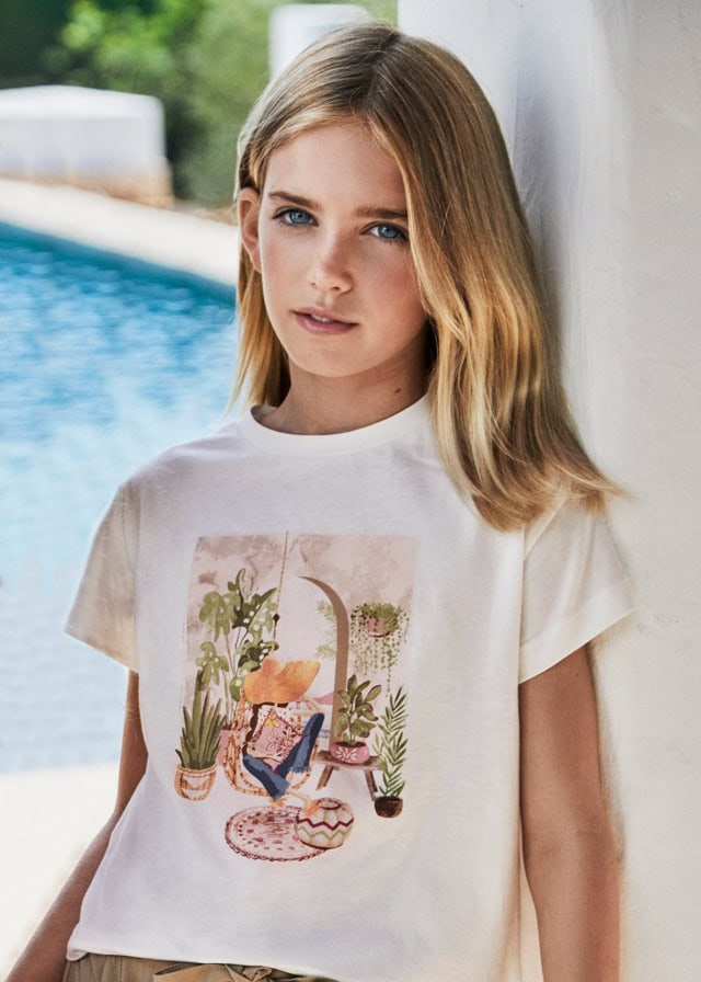 24-06008-038-L-1 Mayoral Παιδική Μπλούζα κοντομάνικη πλάτη cut out για Κορίτσι Εκρού 24-06008-038 - Image 1