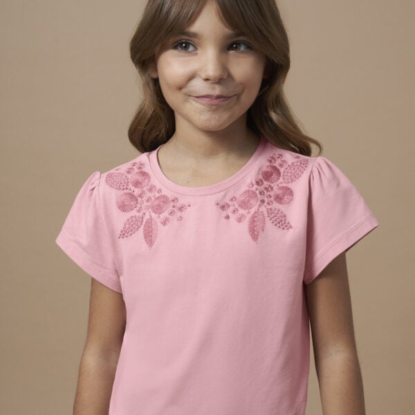 Mayoral Παιδική Μπλούζα κοντομάνικη κεντητή για Κορίτσι Ροζ 24-06012-047