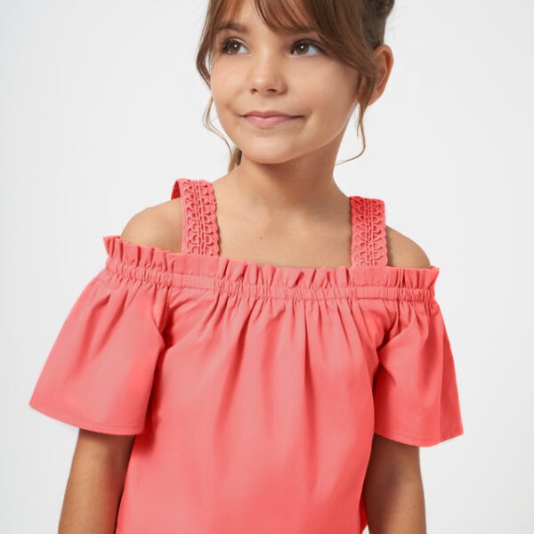 Mayoral Παιδική Πουκαμίσα γκοφρέ  για Κορίτσι Σομόν 24-06101-024