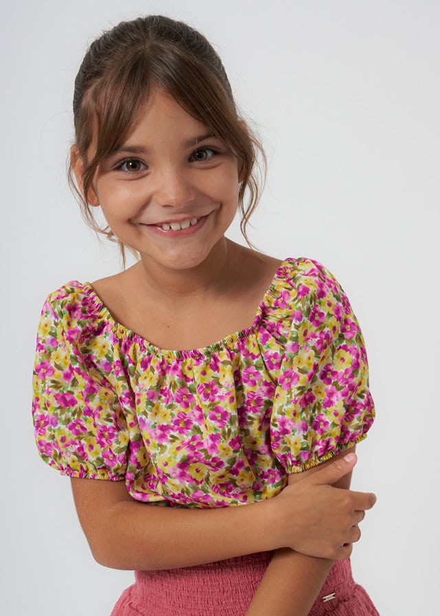 24-06103-028-L-2 Mayoral Παιδική Πουκαμίσα λουλούδια για Κορίτσι Μωβ 24-06103-028 - Image 5