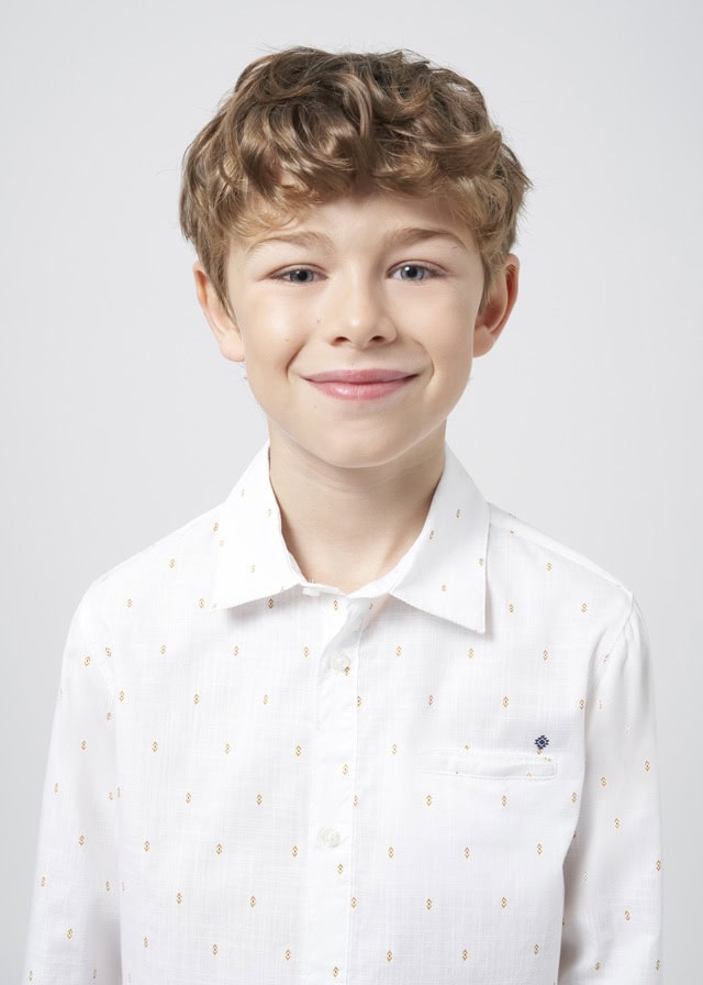 24-06123-032-L-1 Mayoral Παιδικό Πουκάμισο μακρυμάνικο Σταμπωτό για Αγόρι Λευκό 24-06123-032 - Image 1