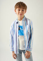 Mayoral Παιδικό Πουκάμισο μακρυμάνικο ριγε oxford για Αγόρι Λευκό 24-06125-039