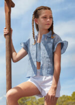 Mayoral Παιδικό Παντελόνι κοντό Καπαρτινέ  για Κορίτσι Λευκό 24-06269-022