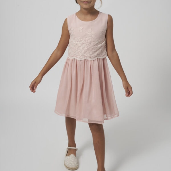 Mayoral Παιδικό Φόρεμα κεντητό συνδυασμενο  για Κορίτσι Ροζ 24-06944-077