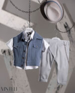 Vinteli Βαπτιστικό Σετ Κουστούμι για Αγόρι Μπλε-Γκρι EXC5308 - Image 6