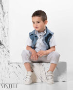 Vinteli Βαπτιστικό Σετ Κουστούμι για Αγόρι Μπλε-Γκρι EXC5308 - Image 3