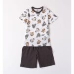 iDo Παιδικό Σετ Μπλούζα Βερμούδα Μακό για Αγόρι Άσπρο 48710-6AEQ-WHITE-GREY