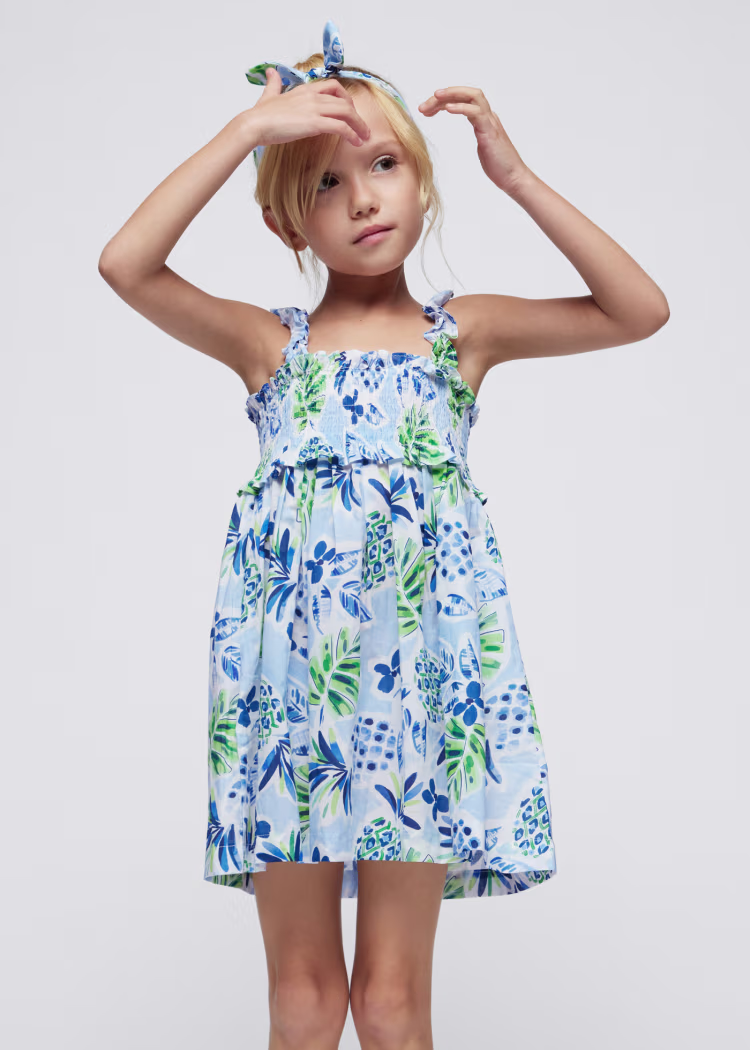 phorema-me-kordela-koritsi-mple-XL-1 Mayoral Παιδικό Φόρεμα βουαλ για Κορίτσι Γαλάζιο 24-03947-015 - Image 1