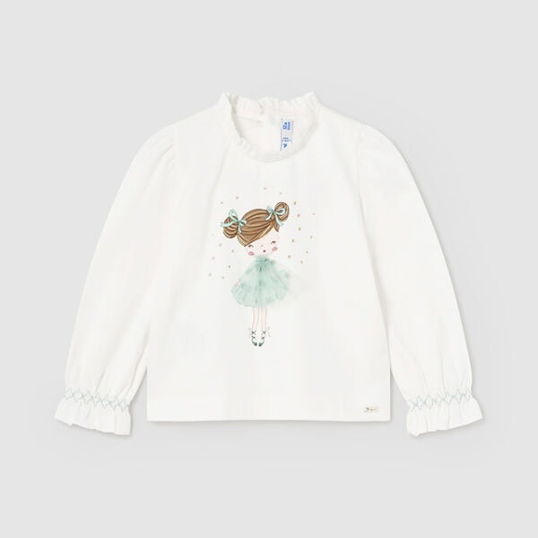 Mayoral Παιδική Μπλούζα Μακρυμάνικη για Κορίτσι Εκρού 14-02048-078