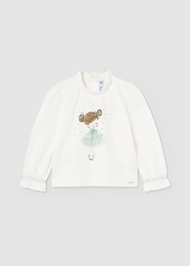 14-02048-078-L-4 Mayoral Παιδική Μπλούζα Μακρυμάνικη για Κορίτσι Εκρού 14-02048-078 - Image 1