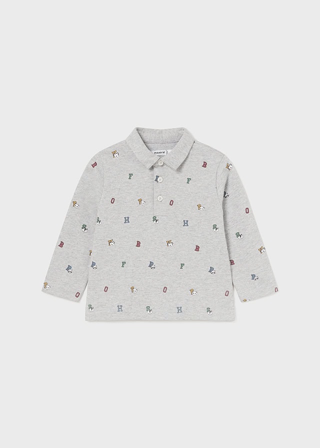 14-02182-039-L-4 Mayoral Παιδικό Πόλο Μακρυμάνικο για Αγόρι Γκρι 14-02182-039 - Image 1