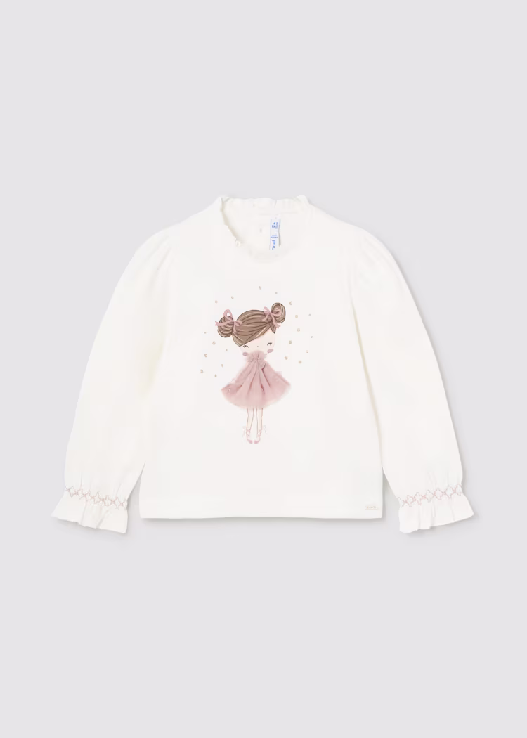 mplouza-ampigie-me-aplike-touli-moro-ekrou-roumpini-XL-4 Mayoral Παιδική Μπλούζα Μακρυμάνικη για Κορίτσι Εκρού 14-02048-080 - Image 1