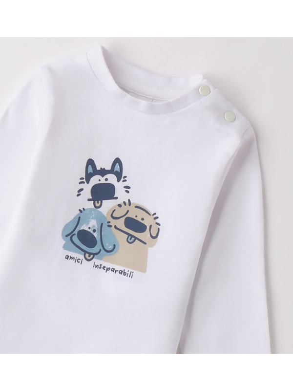 4B033-G0-0113~Front~e-commerce-600x800w iDo Βρεφική Μπλούζα Μακρυμάνικη για Αγόρι Λευκό 4B033-0113 - Image 3