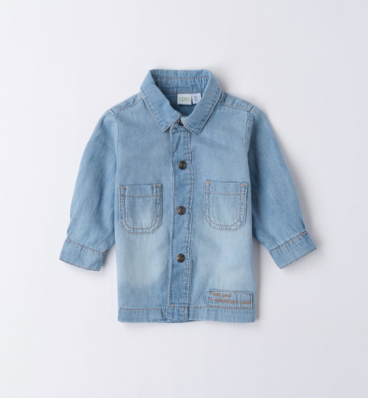 4B053-00-7310~Front~e-commerce iDo Βρεφικό Πουκάμισο Μακρυμάνικο για Αγόρι Τζιν 4B053-7310 - Image 1