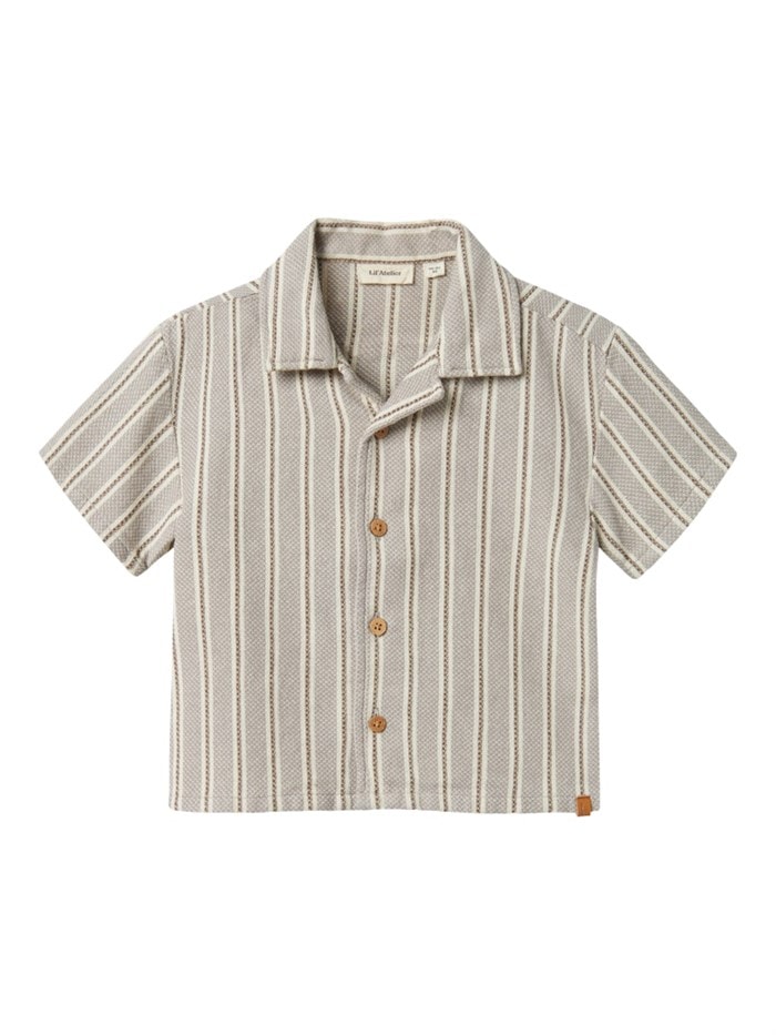 NAME-IT_Springsummer_4718284_13241147 Name it Παιδικό Πουκάμισο Κοντομάνικο για Αγόρι Μπεζ 13241147-Mourning-Dove - Image 1