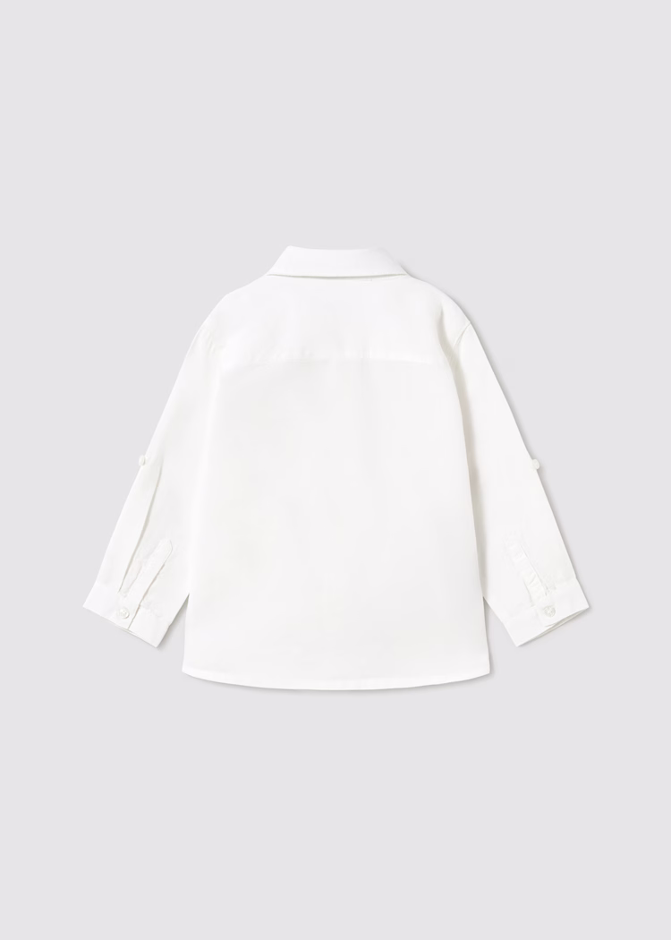 poukamiso-makrumaniko-me-lino-moro-leuko-XL-5 Mayoral Παιδικό Πουκάμισο για Αγόρι Λευκό 25-01116-088 - Image 2