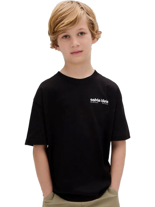 fixedratio_20250624114442_calvin_klein_paidiko_t_shirt_mayro_ib0ib02543_beh Calvin Klein Παιδική Μπλούζα Κοντομάνικη για Αγόρι Μαύρο IB0IB02543-BEH - Image 1