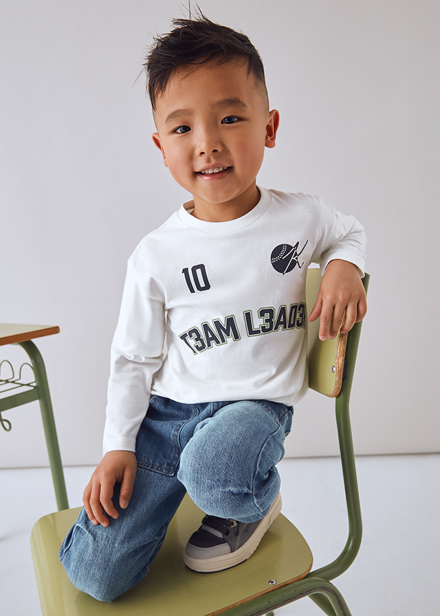 15-04075-074-L-1 Mayoral Παιδική Μπλούζα Μακρυμάνικη για Αγόρι Μπεζ 15-04075-074 - Image 1