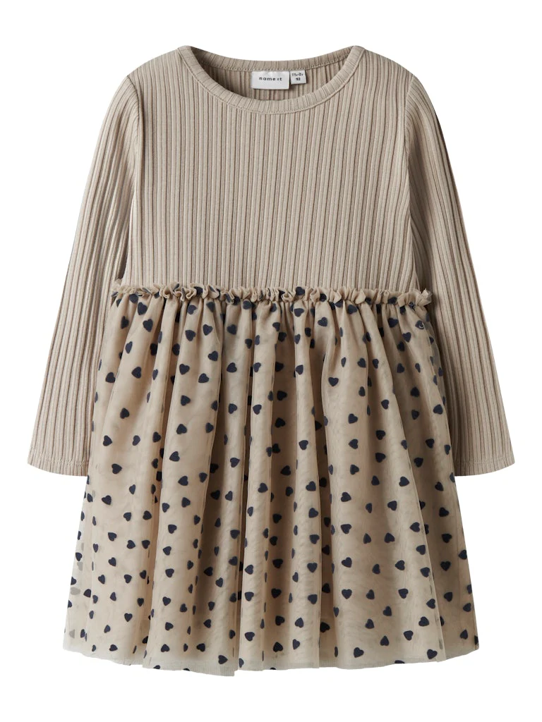 NAME-IT-GIRLS-TULLE-DRESS-BEIGE-13246609_1800x1800 Name it Παιδικό Φόρεμα για Κορίτσι Μπεζ 13246609-Island-Fossil - Image 1