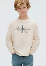 Calvin Klein Παιδική Μπλούζα Μακρυμάνικη για Αγόρι Κρεμ IB0IB02531-PGB