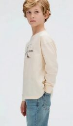 Calvin Klein Παιδική Μπλούζα Μακρυμάνικη για Αγόρι Κρεμ IB0IB02531-PGB - Image 2