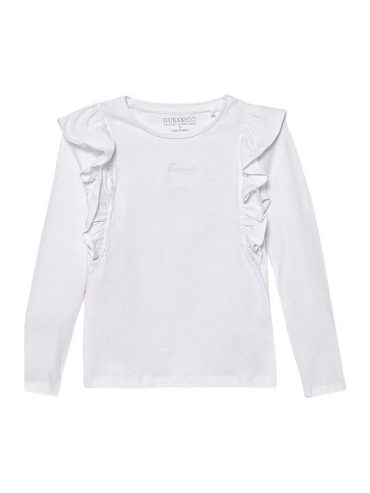 fixedratio_20250912155314_guess_paidiki_mplouza_makrymaniki_leyki_j5yi28k6yw4_g011 Guess Παιδική Μπλούζα για Κορίτσι Λευκό J5YI28K6YW4-G011 - Image 1