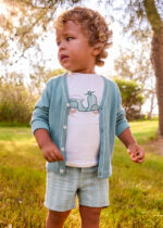 Mayoral Παιδικό Σετ Βερμούδα λινή με απλικέ για Αγόρι Μπλε 26-01227-097