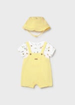 Mayoral Newborn Βρεφικό Φορμάκι Σαλοπέτα με Καπέλο για Αγόρι Κίτρινο 26-01607-011