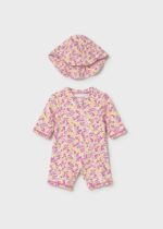 Mayoral Newborn Βρεφικό Σετ Μαγιό Φορμάκι με Καπέλο για Κορίτσι Ροζ 26-01620-039