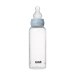 Bibs βρεφικό Μπιμπερό Γυαλινο Στρογγυλη Θηλη Latex 240Ml Μεσαιας Ροης Baby Blue για Αγόρι Μπλε 5020231