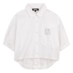 DKNY Παιδικό Πουκάμισο Κοντομάνικο για Κορίτσι Λευκό D62567-10P-Λευκό