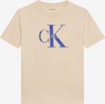 Calvin Klein Παιδικό Κοντομάνικο T-Shirt με Μονόγραμμα Logo για Αγόρι Εκρού LVCKSJA12B-YAT