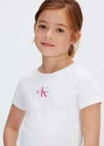Calvin Klein Παιδικό Rib Μπλουζάκι Baby με Μονόχρωμο Logo για Κορίτσι Λευκό LVCKSJB11G-YAF