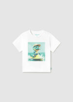 Mayoral Παιδική Μπλούζα κοντομάνικη Δεινοσαυράκι Jet Ski  για Αγόρι Λευκό 26-01015-023