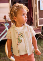 Mayoral Παιδικό Πουκάμισο κοντομάνικο γκοφρέ  για Αγόρι Σταμπωτό 26-01113-025