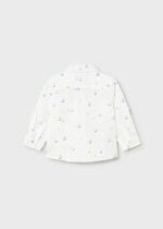 Mayoral Παιδικό Πουκάμισο μακρύ λινό με γιακά για Αγόρι Λευκό με Καραβάκια 26-01118-042 - Image 4