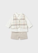 Mayoral Newborn Βρεφικό Σετ Παντελόνι Κοντό με Γιλέκο για Αγόρι Μπεζ 26-01269-023