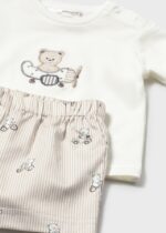 Mayoral Newborn Βρεφικό Σετ Παντελόνι Κοντό με Μπλουζάκι  για Αγόρι Καφέ 26-01275-036 - Image 3