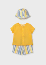 Mayoral Newborn Βρεφικό Σετ Παντελόνι Κοντό με καπέλο για Αγόρι Κίτρινο 26-01283-048