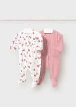 Mayoral Newborn Βρεφικό Σετ 2 Φορμάκια μακρυμάνικα για Κορίτσι Ροζ 26-01708-069