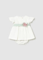 Mayoral Newborn Βρεφικό Φόρεμα με ζώνη για Κορίτσι Κρεμ 26-01886-048