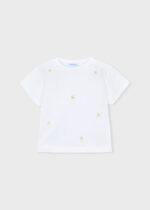 Mayoral Παιδική Μπλούζα κοντομάνικη απλικε για Κορίτσι Λευκό 26-03013-010 - Image 4